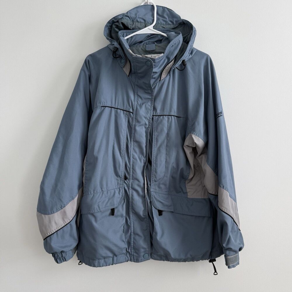 Columbia Womens Vtg Blue Hooded Snowcap Winter Jacket Outdoors Sz Large Ski